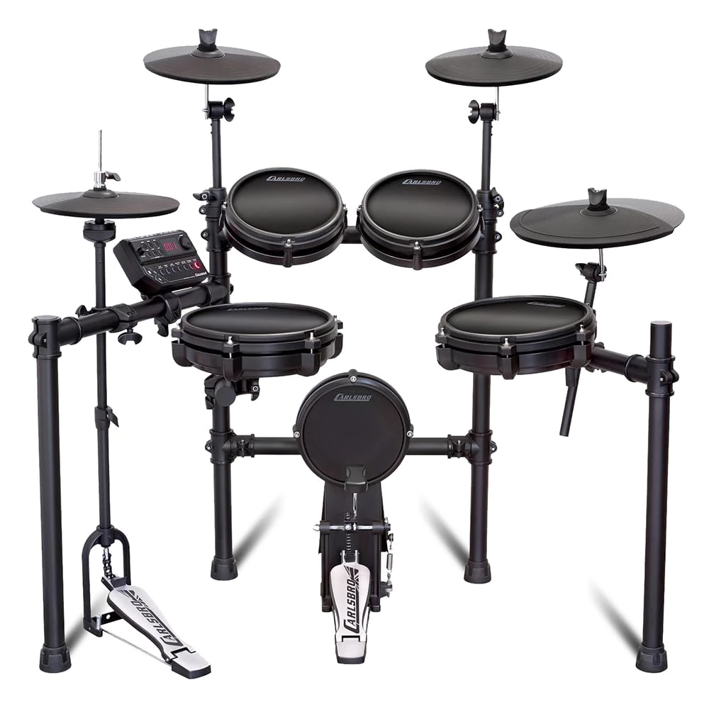 Carlsbro CSD45M 9-Piece Mesh Head Electronic Drum Kit with Open/Close Hi-Hat Pedal, Digital Drum Kit with Mesh Heads for Realistic Feel, Includes 50 Lessons - Ideal for All Levels