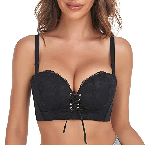 FallSweet Add Two Cups Lace Push Up Bra Ultra Padded Wireless Support Brassiere
