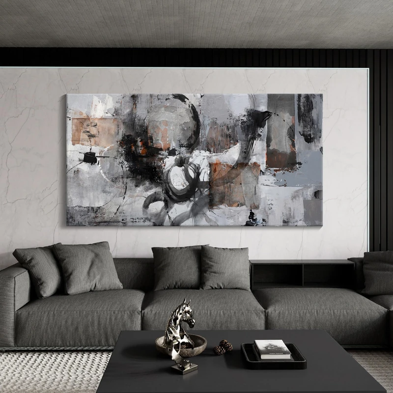 Pogusmavi Black Abstract Canvas Wall Art Pictures for Living Room Gray and White Wall Decoration Artwork for Walls Pictures for Bedroom Wall Decor Neutral Painting Canvas Prints Office Posters 20×40IN