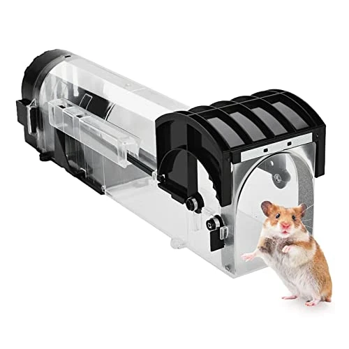 Humane Mouse Trap for Indoor & Outdoor, Rat and Rodent Trap No Kill, Mouse Traps Catch and Release Rat Traps, Rat Poison Substitute, Reusable and Easy to Use Snap Mice Catcher, Kids & Pet Safe (Black)