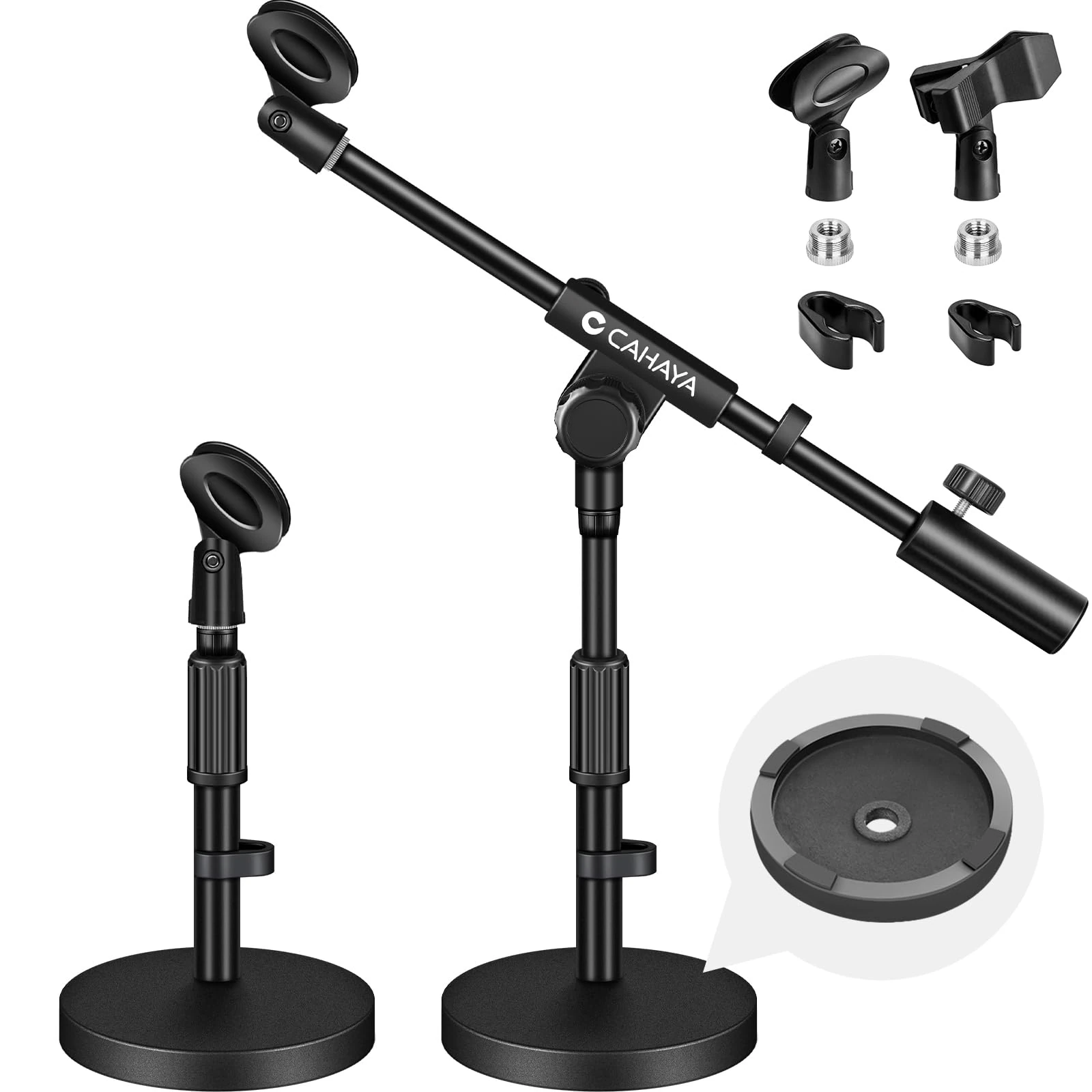 CAHAYA Desktop Microphone Stand: with 2 type clips 3/8" to 5/8" Metal Screw Adapter Space-saving CY0360, 1 unit