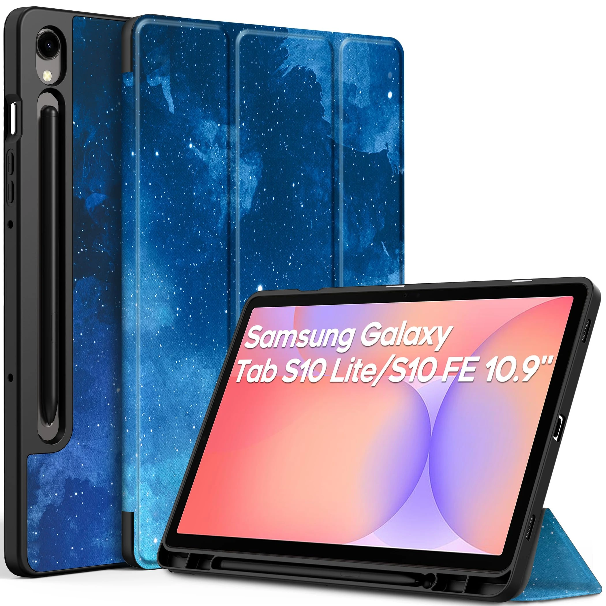 EasyAcc Case for Samsung Galaxy Tab S10 Lite/S10 FE 2025/S9 FE 10.9 inch/S9 11 inch 2023 with S Pen Holder (NOT for S10 FE+/S9+/S9+ FE),Blue Star