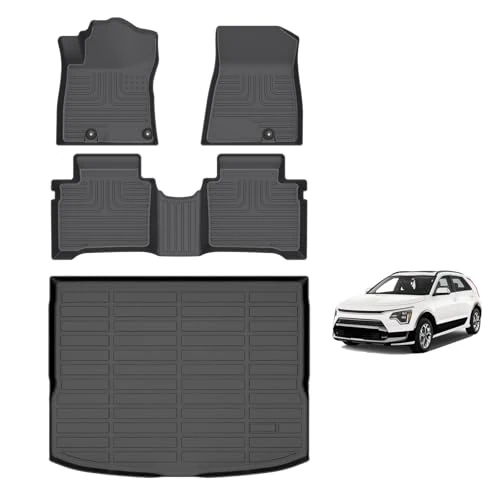 AIPOIL® Floor Mats & Cargo Liner Custom for 2023 2024 Kia NIRO & Kia NIRO Hybrid 丨TPE All Weather Protection Anti-Slip Automotive Floor Liners丨Full Set Automobile mats Accessories, Black