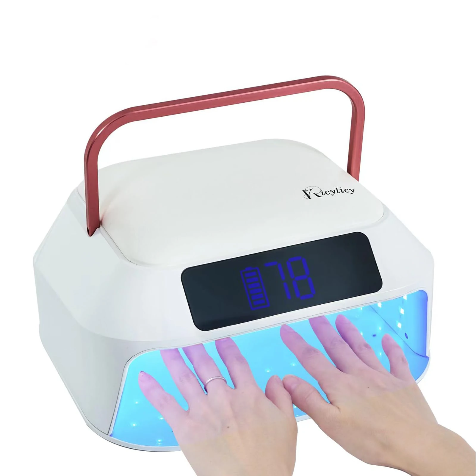 Kicylicy Cordless Nail Lamp,218W Professional Rechargeable UV LED Nail Lamp for Salon,Nail Lamp Built-in 30000mAh Battery,82PCS LEDs Nail Dryer with Dual Displays & Detachable Hand Pillow