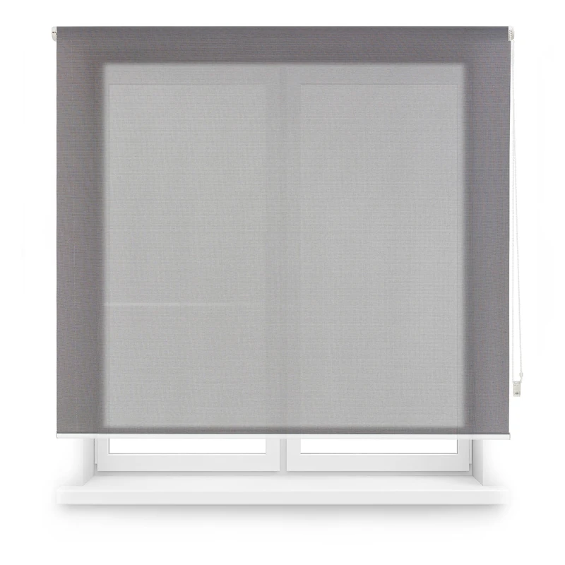 Blindecor Custom Screen Blind | Dark Grey | Screen Blind 115 x 180 cm (Width x Height) Fabric Size 112 x 175 cm | Screen Roller Blinds for Windows