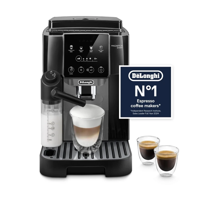 De'Longhi Magnifica Start ECAM220.60.B, Fully Automatic Bean to Cup Coffee Machine with 4 One-Touch Recipes, Soft-Touch Control Panel, Auto Milk, 1450W, Black