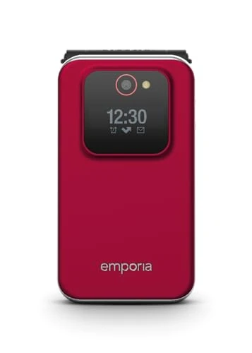 Emporia - JOY LTE - Big Button 4G FLIP Mobile Phone, ideal for the elderly - Unlocked, Large 2.8" screen, external screen, 2MP cameraRed