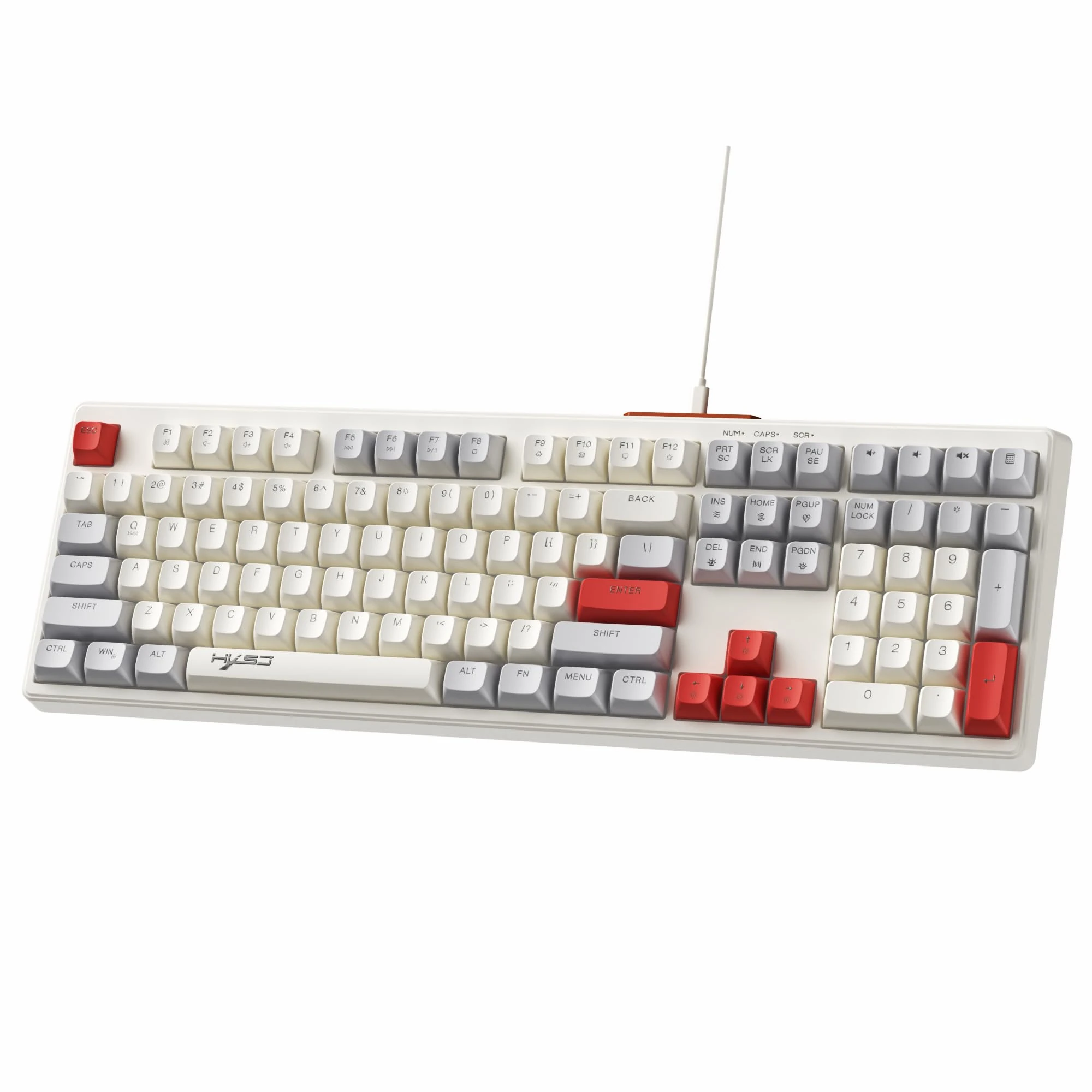MAMBASNAKE V300 Retro 108 Key Wired Gaming Keyboard, Mixed Color Membrane Keyboard with RGB Backlit, Full Size Keyboard with Multimedia Keys, US layout, Spherical keycaps for Laptop/Computer-Gray Red
