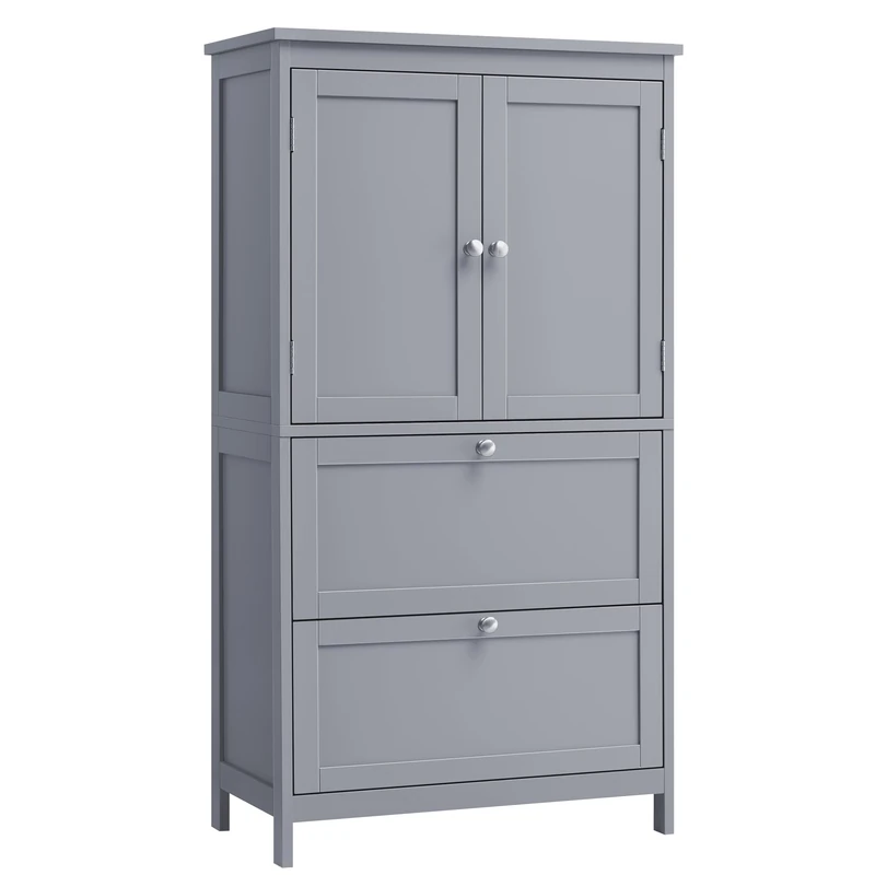 VASAGLE Dove Grey Bathroom Cabinet - 2 Drawers & 2 Doors