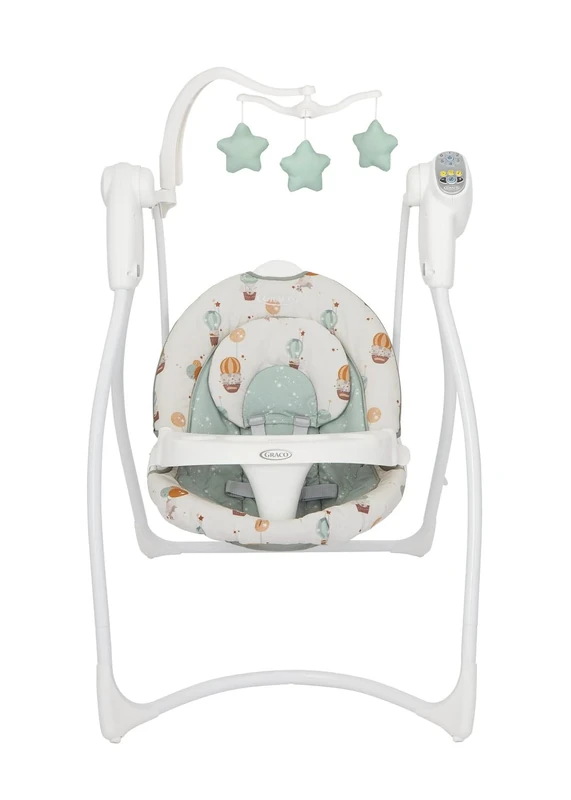 Graco Lovin' Hug Swing with 6 Swing speeds, Music, 4 Recline Positions and Folds up for Storage. Suitable from Birth to Approx. 6 Months (0-9kgs), Up & Away Fashion