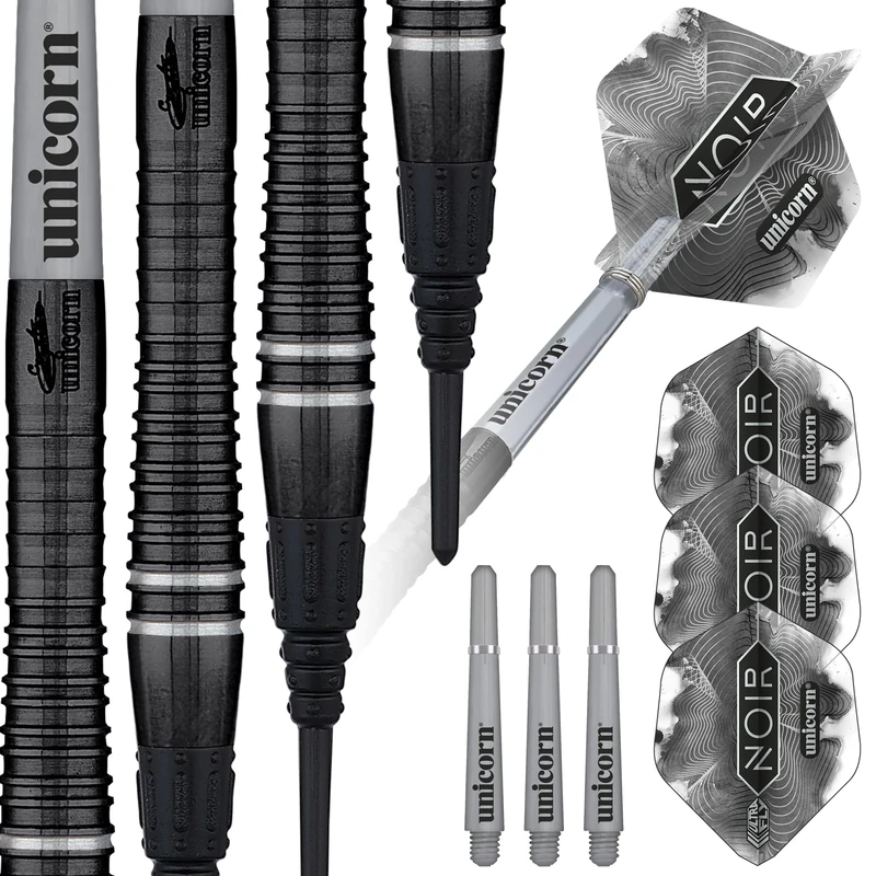 Unicorn Professional Darts Set | Gary 'The Flying Scotsman' Anderson Noir Phase 6 | 70% Tungsten Barrels with Black Titanium Coating | Soft Tip Epic Points | 20 g | Deluxe Presentation Box