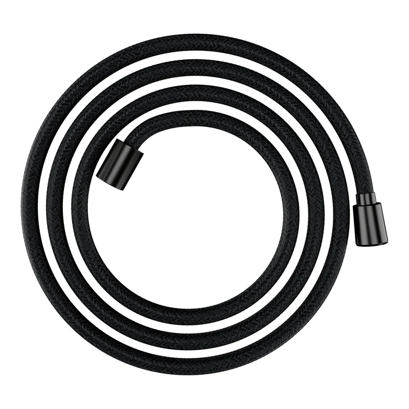 hansgrohe Designflex - universal fit shower hose 2,00 m, tangle free, flexible shower head hose anti-kink, incl. sealing rings, brushed black chrome, 28230340