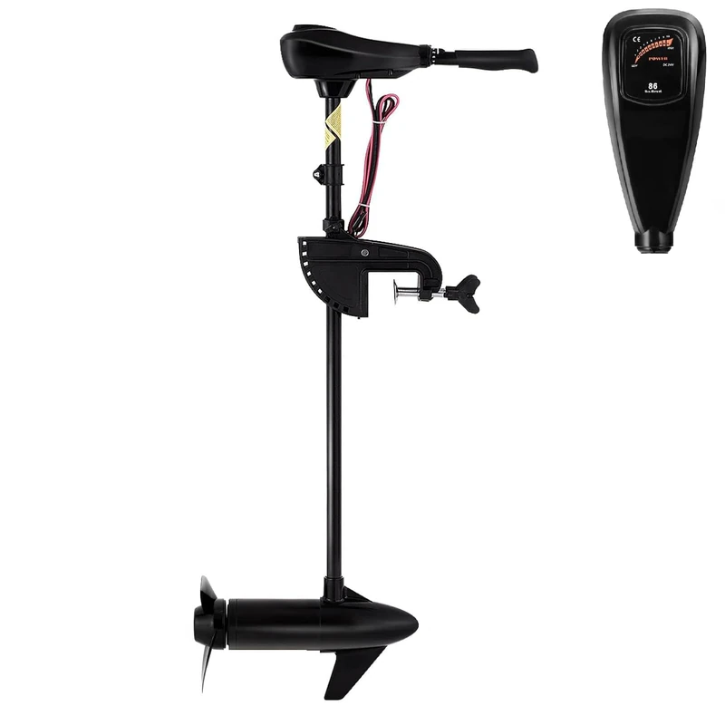 SPOTRAVEL Electric Trolling Motor, 12V 55lbs/ 24V 86lbs Electric Boat Engine with Telescopic Handle & LED Battery Indicator, Watercraft Boat Motors for Saltwater Freshwater (12V, 55lbs)