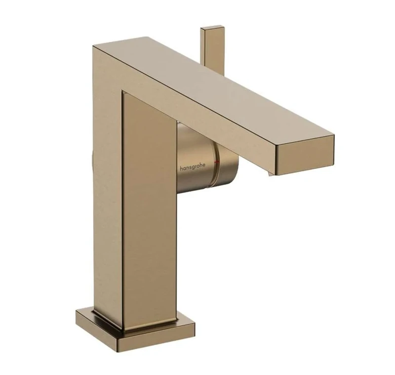 Hansgrohe Tecturis E Fine - Bathroom Tap with Pop-Up Waste, Energy-Saving (CoolStart), Brushed Bronze Basin Mixer Tap, 110 mm Spout Height, Water-Saving (EcoSmart+), Bronze Finish, Brown