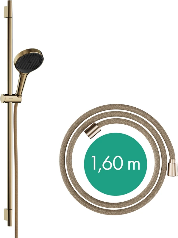 hansgrohe Rainfinity - shower set, shower head with shower rail 52cm, holder and Designflex textile shower hose 160cm, hand shower with 3 sprays, brushed bronze, 28743140, 28743140