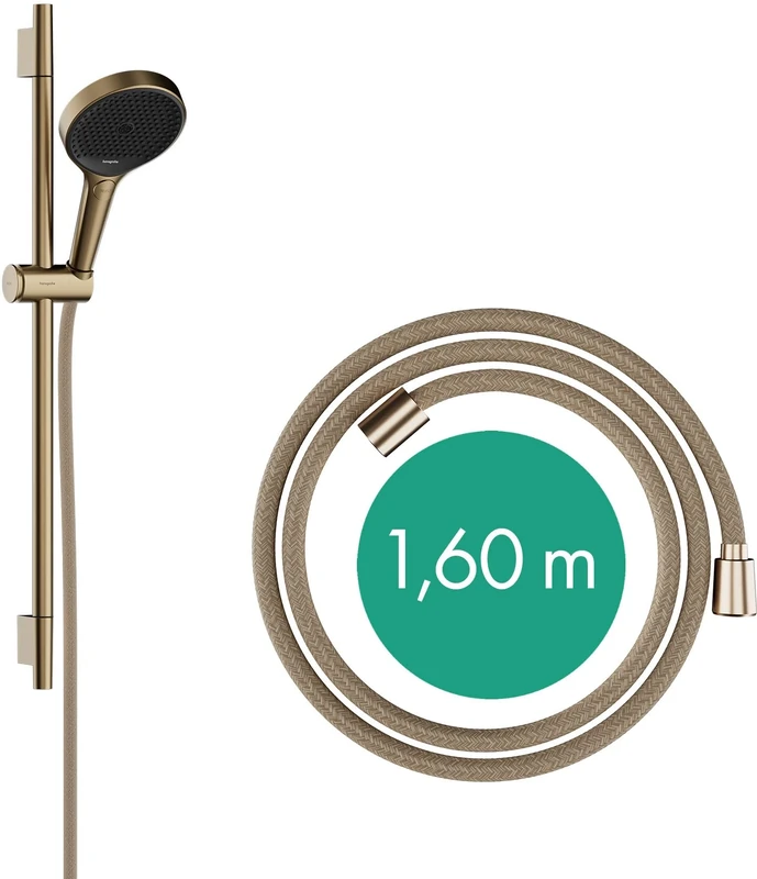 hansgrohe Rainfinity - shower set, shower head with shower rail 65cm, holder and Designflex textile shower hose 160cm, hand shower with 3 sprays, brushed bronze, 28745140, 28745140