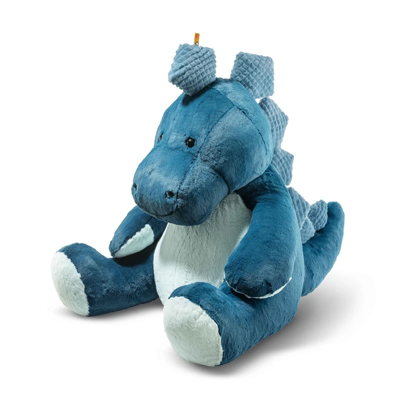 Steiff Spott Stegosaurus petrol-blue 80 cm, Soft Cuddly Friends, Stuffed Animal Dinosaur, fluffy Plush-Toy for playing & cuddling, made of cuddly soft Plush for gentle Baby Skin, Machine washable