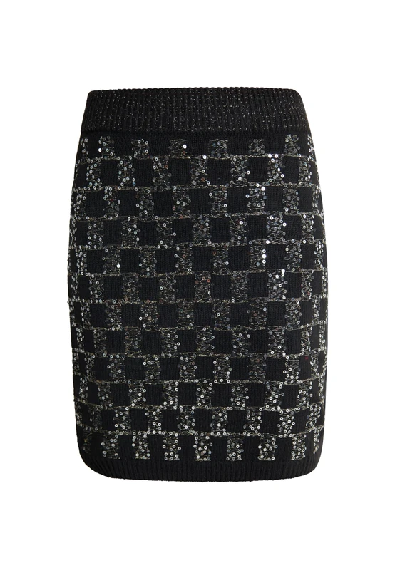 NAEMI Women's Strick Minirock Knitted Mini Skirt, Black, XS - Image 1