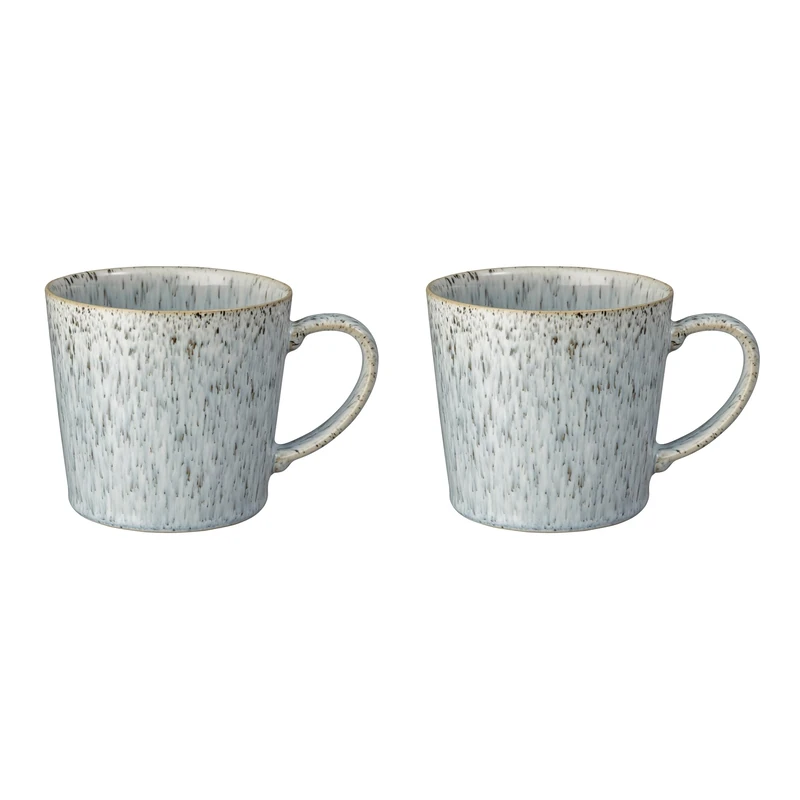 Denby - Halo Speckle Coffee Mug Set of 2－390ml Reactive Glaze Stoneware Ceramic Tea Mug Set - Dishwasher Safe, Microwave Safe - Black, Grey, White - Chip Resistant
