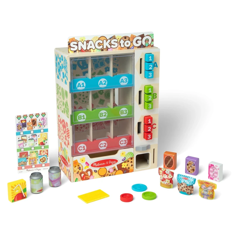 Melissa & Doug Sort, Stock, Select Wooden Vending Machine Play Set | Learning Toy for Kids | Age 3+