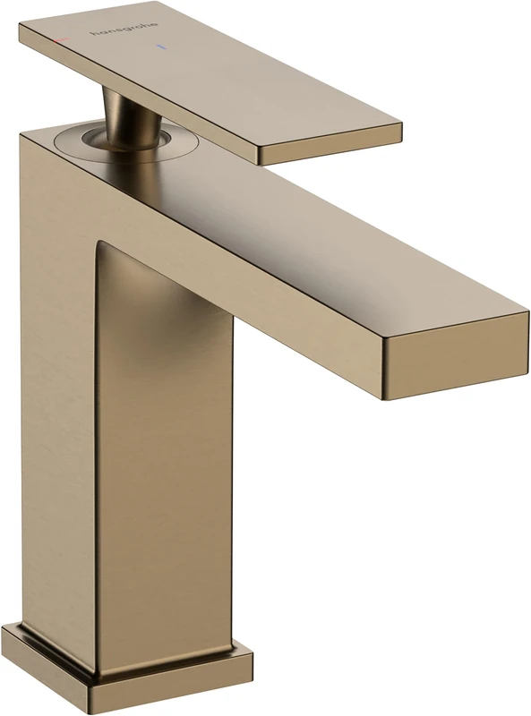 hansgrohe Tecturis E - bathroom tap without waste, energy-saving (CoolStart), bathroom sink tap with spout height 110 mm, basin mixer tap water-saving (EcoSmart+), brushed bronze, 73012140