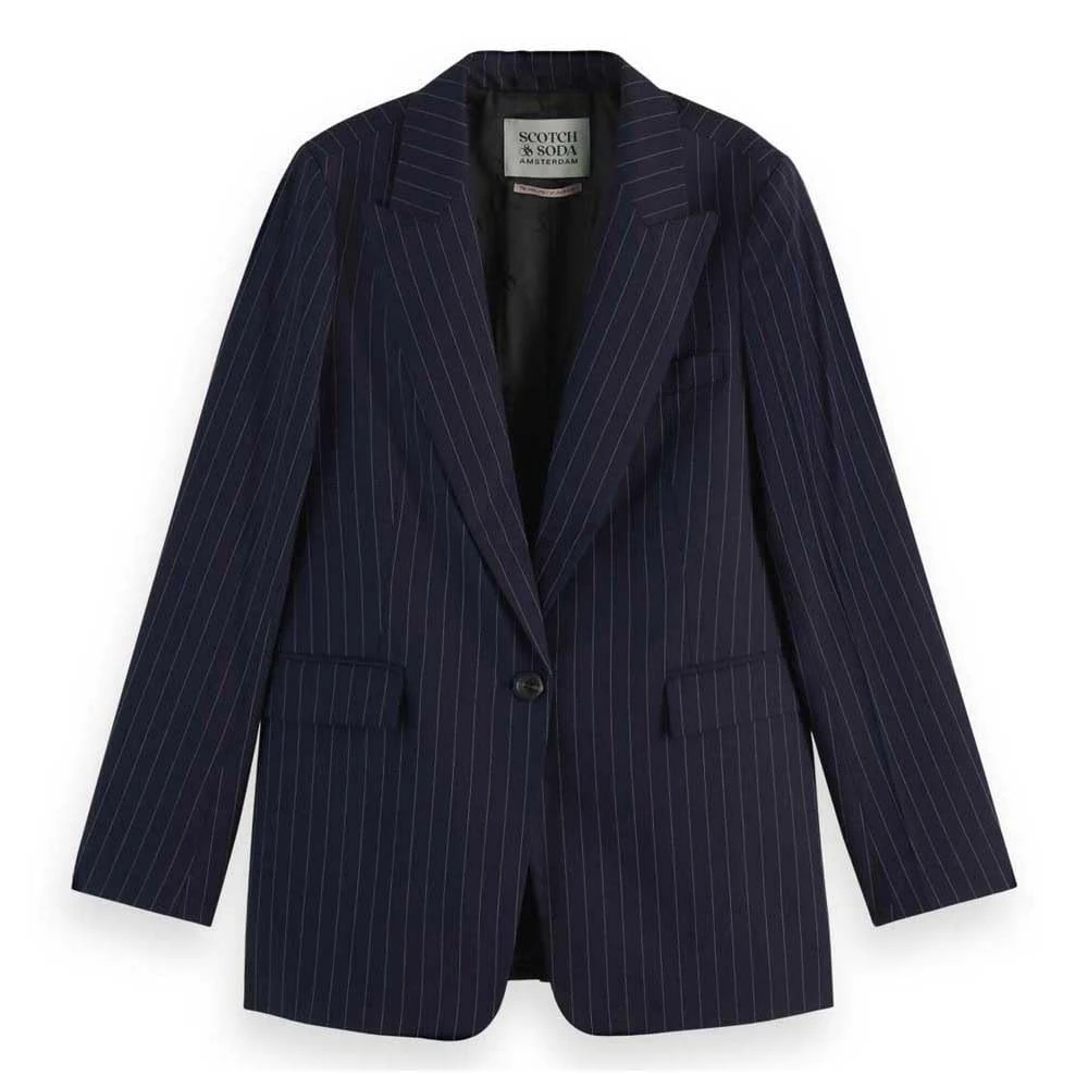Scotch & Soda Women's Sb Fitted Blazer Jacket, Night Blue Pinstripe 7439, XS