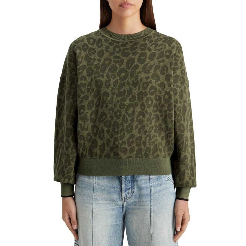 Scotch & Soda Women's Jacquard Relaxed Pullover Sweater, Military 0360, XL