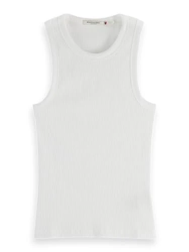 Scotch & Soda Womens Bib Racer Tanktop, White, XS UK - Image 1