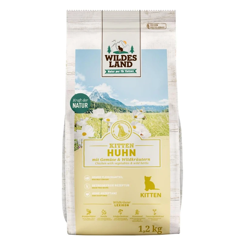 WILDES LAND Dry Cat Food Chicken Kitten 1.2 kg Pack of 4 - Image 1