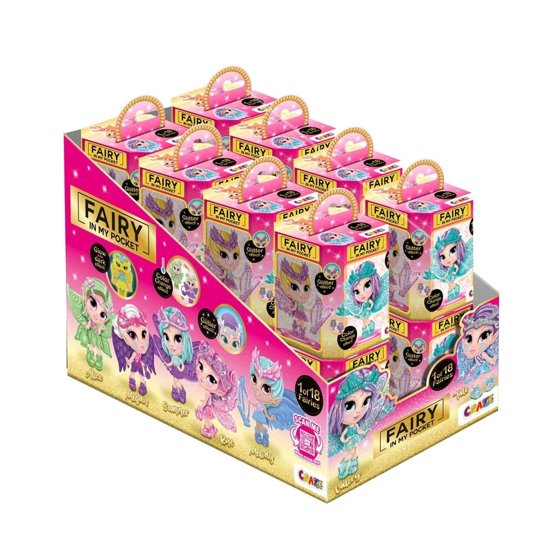 CRAZE Fairy In My Pocket Display Set – 16 Collectible Fairy Figures with Wings and Special Effects – Unicorn & Princess Toys for Girls, Birthday Gifts and Magical Baby Toys
