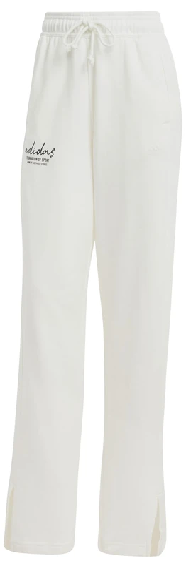 adidas Women's Signature Graphic Embroidery French Terry Straight Leg Pant, Off White, M