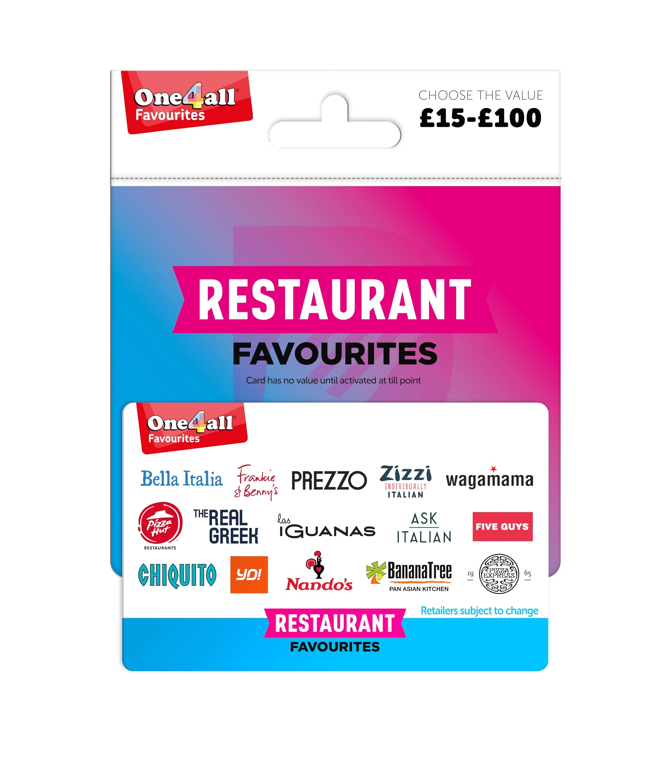 One4all Restaurant Favourites £50 - UK Redemption - Delivered by post