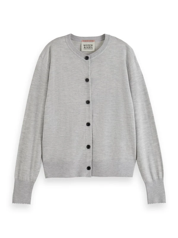 Scotch & Soda Women's Crew Neck Relaxed Cardigan Sweater, Light Grey Melange 1161, S
