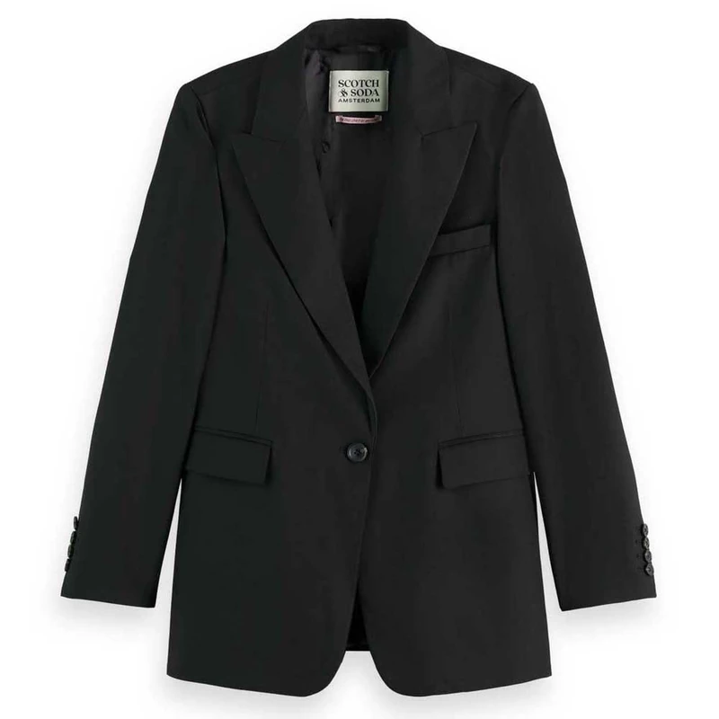Scotch & Soda Women's Core Sb Fitted Blazer Jacket, Black 0008, L