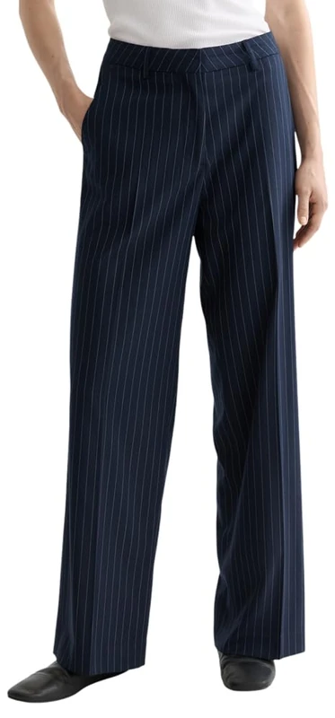 Scotch & Soda Women's Edie Casual Pants, Night Blue Pinstripe 401, 25W x 30L