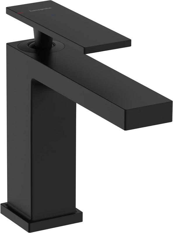 hansgrohe Tecturis E - bathroom tap without waste, energy-saving (CoolStart), bathroom sink tap with spout height 110 mm, basin mixer tap water-saving (EcoSmart+), matt black, 73012670