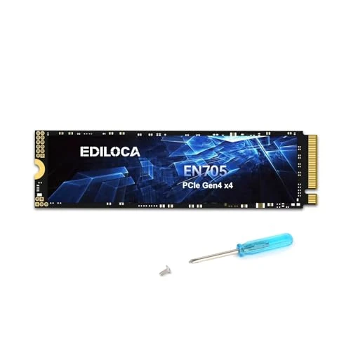 Ediloca EN705 SSD 4TB PCIe Gen4 NVMe M.2 2280 PS5 Certified Max Read: 5000MB/s Max Write: 4500MB/s Internal SSD Dynamic SLC Cache for Laptops and Desktops 5 Years Warranty