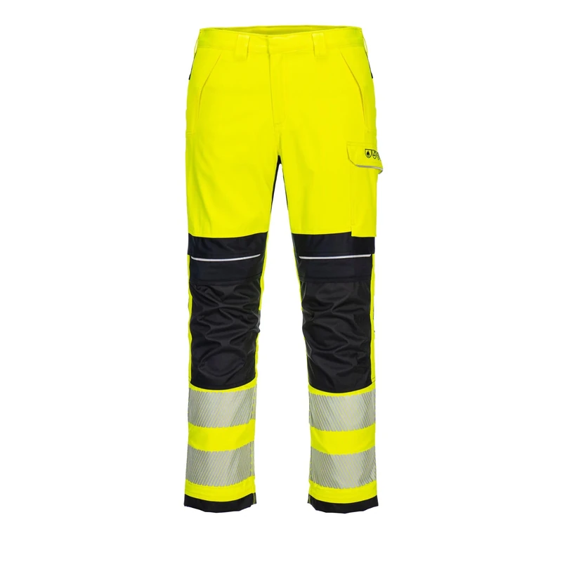 Portwest FR406 PW3 Modaflame Work High Visibility Multi Norm Flame Resistant Trousers Reinforced Panels Knee Pad Pockets Multi Way Thigh Pocket Arc Rated Protection, Yellow/Black, 30 - Image 1