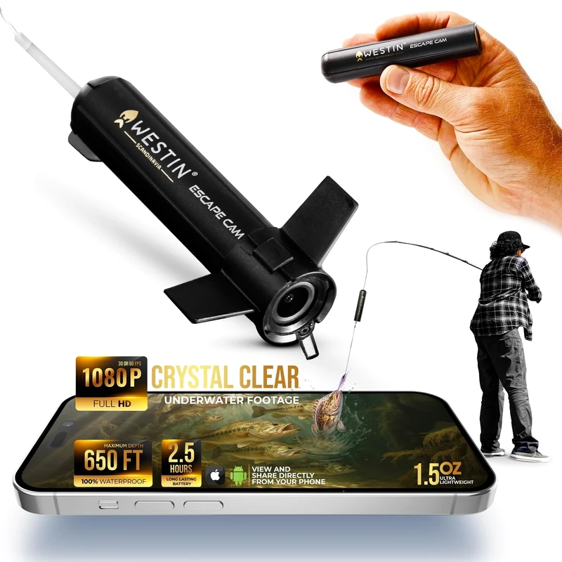 Westin Escape Cam Underwater Camera | Underwater Fishing Camera Lightweight Complete Set, Black