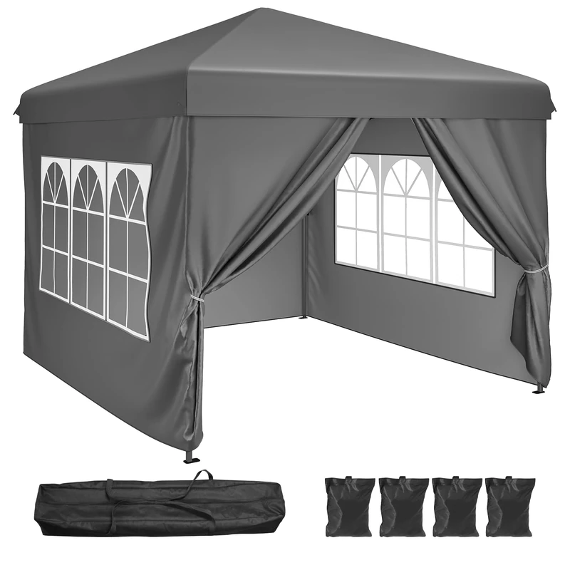 YITAHOME 2.5x2.5M Pop Up Gazebo, Heavy Duty Marquee Waterproof Folding Event Shelter Canopy Outdoor with Sides for Camping Market Event Party BBQ (Dark Grey) - Image 1