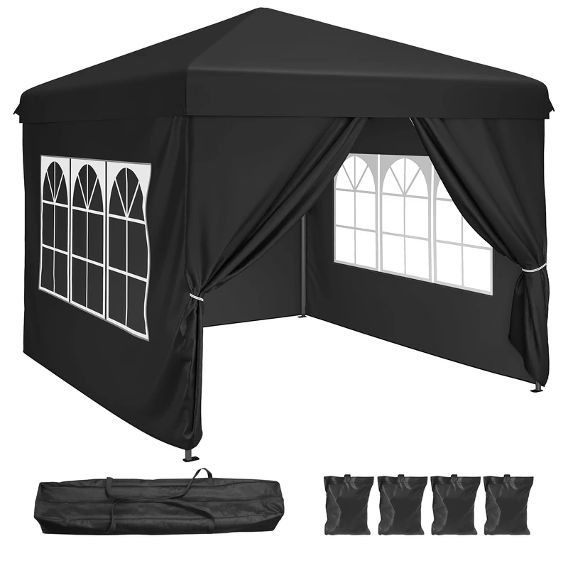 YITAHOME 2.5x2.5M Pop Up Gazebo, Heavy Duty Marquee Waterproof Folding Event Shelter Canopy Outdoor with Sides for Camping Market Event Party BBQ (Black)