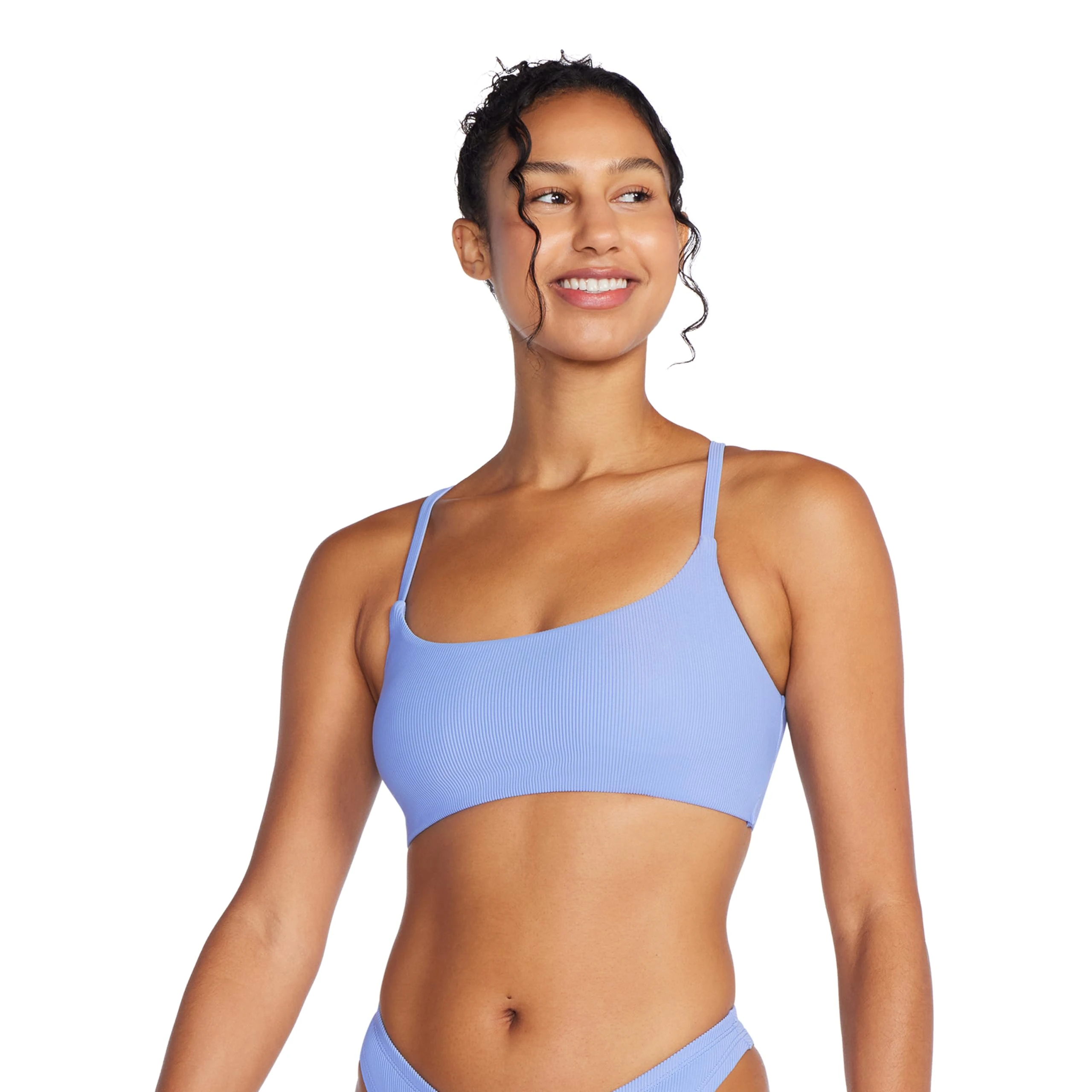 Speedo Unisex's Rib Double Cross Bikini Top, Curious Blue, S