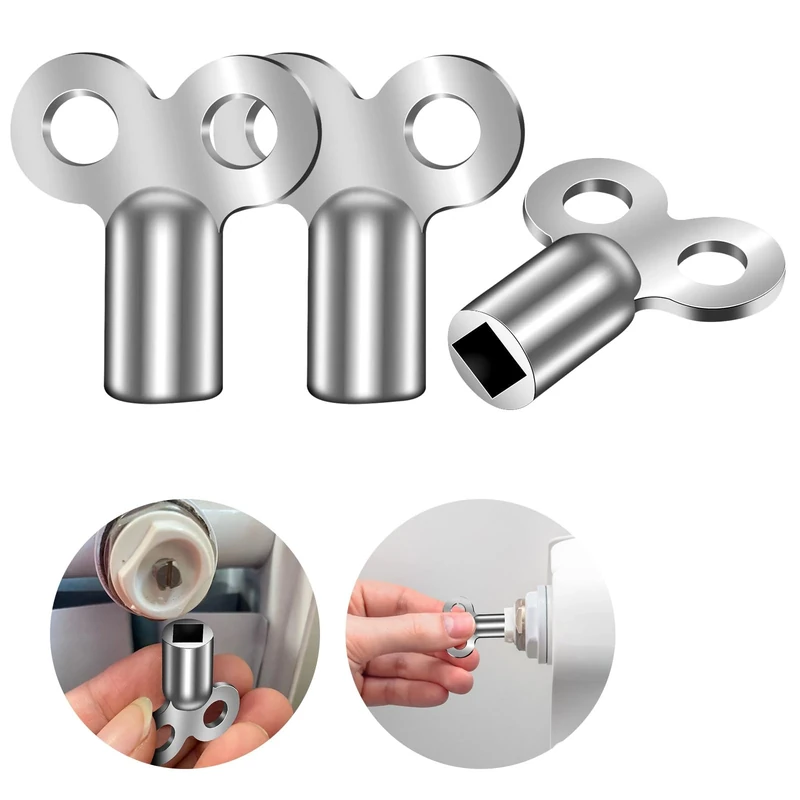 Flintronic Radiator Bleed Key, Metal Triangular Key, 3 Zinc Alloy Aluminium, Radiator Bleed Key, Radiator Valve Clock Key for Bleeding and Bleeding