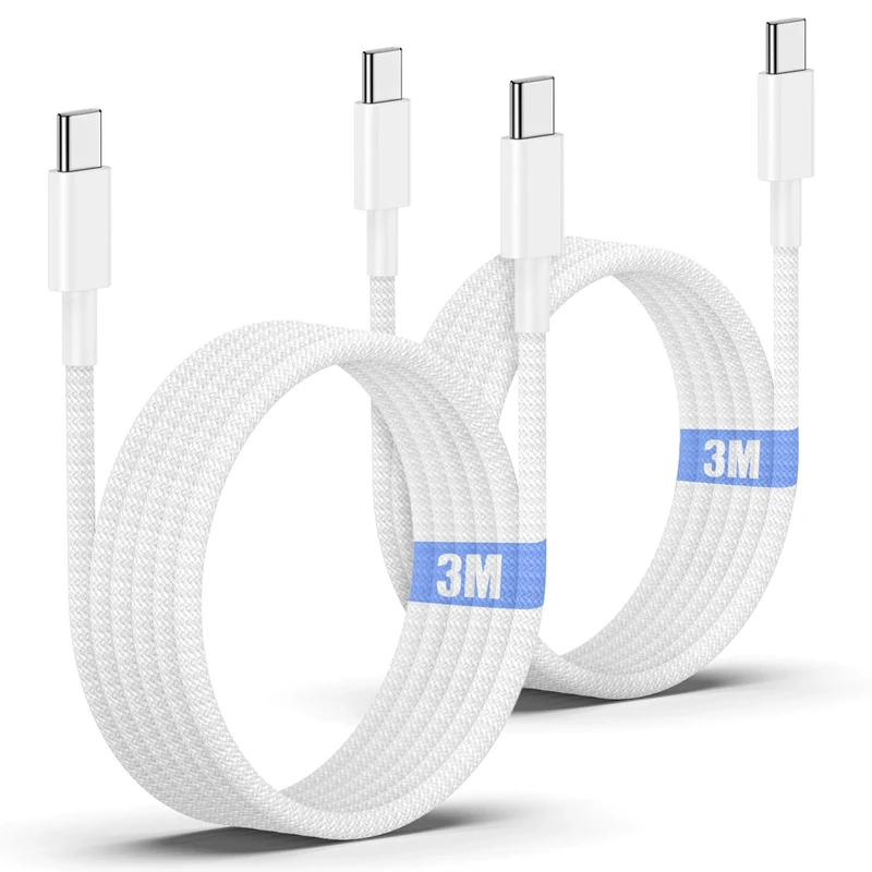 USB C to C Charger Cable 3M, 2Pack 60W Long Apple USBC Fast Charging Cable 10ft for iPhone 17/17 Pro/16/16 Pro/16 Pro Max/15/15 Pro/15 Plus, MacBook, iPad Pro Air/Mini/6Gen/Samsung
