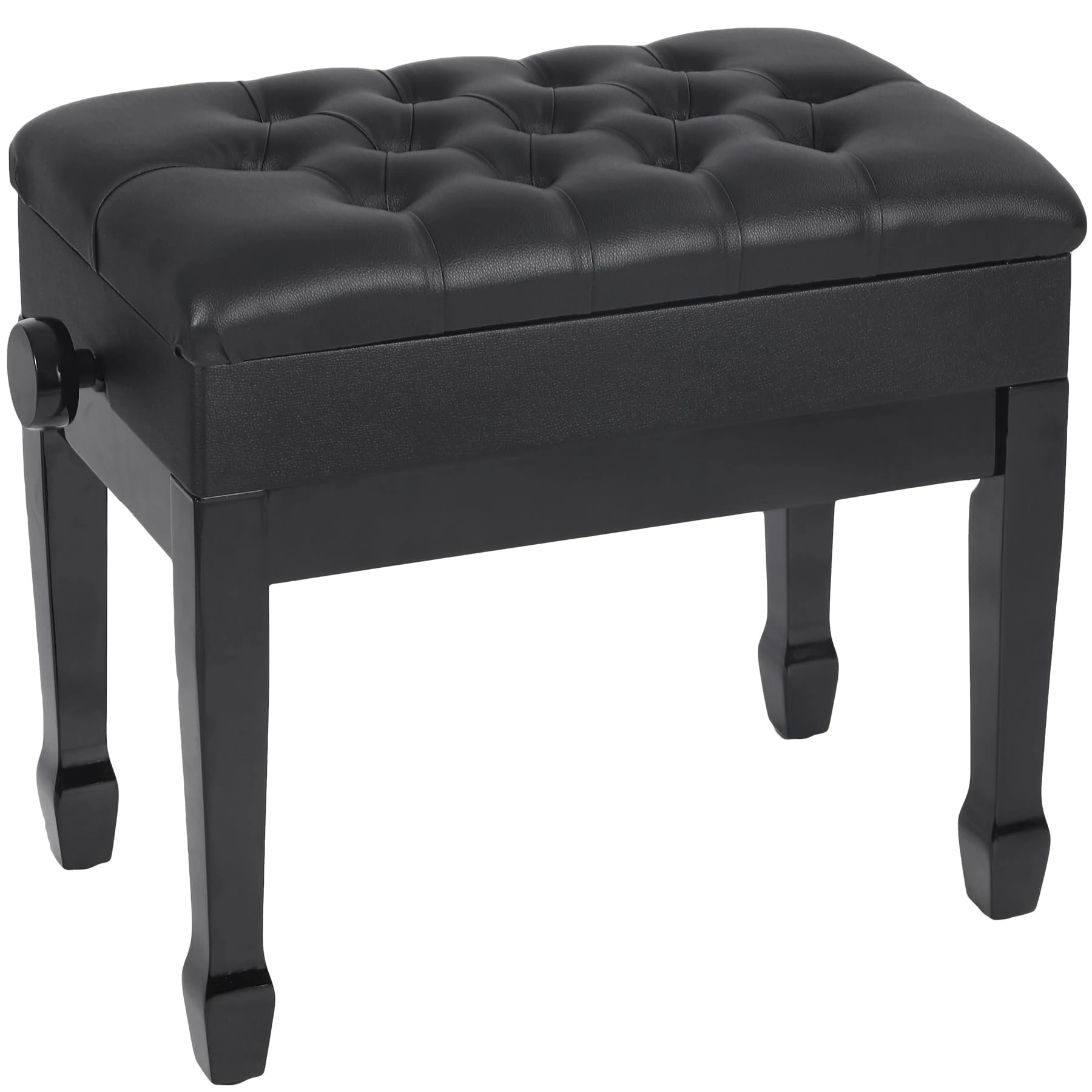 ALAPUR Adjustable Height Piano Bench with Storage, Heavy Duty Wooden Piano Stool Keyboard Bench with PU Leather Cushion, Black