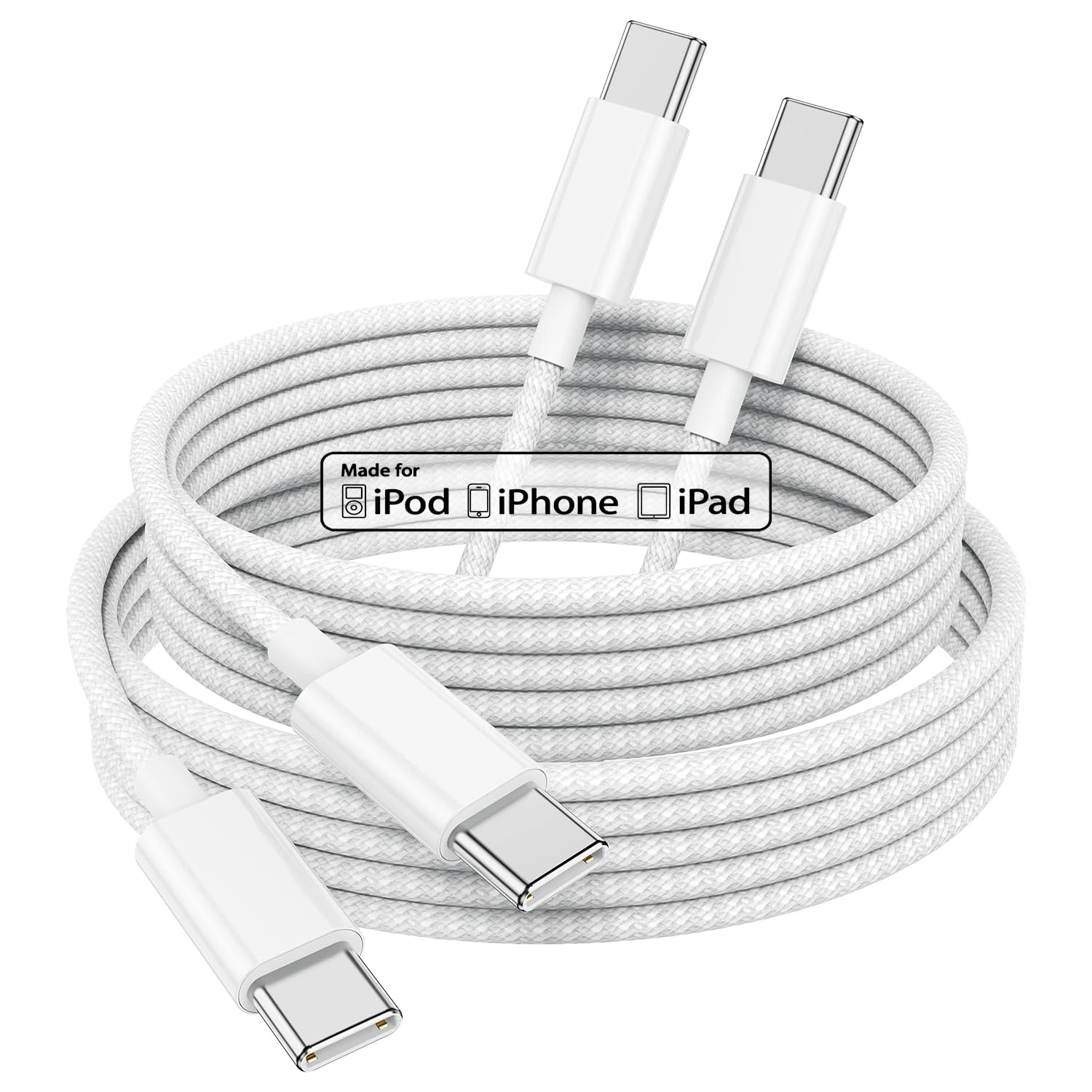 Braided Charger Cable for iPhone 15/16/17, 2Pack 2m Long USB C to C Cable Super Fast Charging for Apple iPhone 17/17Pro/17Pro Max/17 Air/16/16 Pro/16 Pro Max/15/15 Plus/15 Pro/15 Pro Max, iPad, Mac