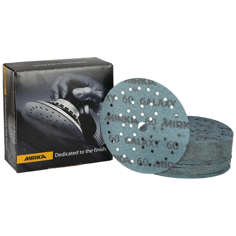 Mirka Galaxy epoxy sandpaper 150mm Hook & Loop grit 60 for sanding epoxy resin, wood, epoxy, rivertable / 50 pcs sanding discs - Image 1