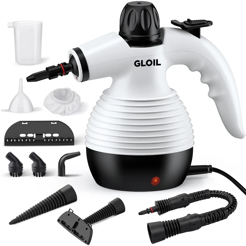 GLOIL Portable Multi-Purpose Steam Cleaner with 10 Accessories, Suitable for Carpets, Curtains, Sofas, Kitchens, Bathrooms, and More