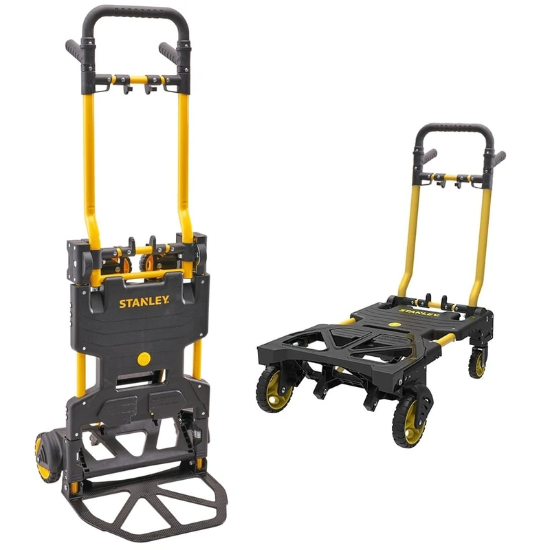 STANLEY FT586 2-in-1 Folding Truck – Convertible Hand Truck & Platform Trolley, 80kg/137kg Capacity, Heavy Duty Steel, Compact Foldable for DIY & Professional Use