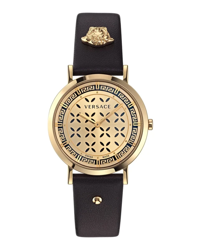 Versace Women Analogue Swiss Quartz Watch with Leather Strap VE3M01023
